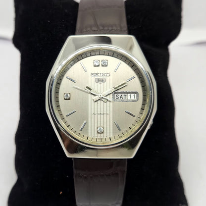 Vintage 1982 Original Seiko 5 Automatic 6309-720B Silver Face 17 Jewels Day-Date Japanese Men's Wrist Watch OG282
