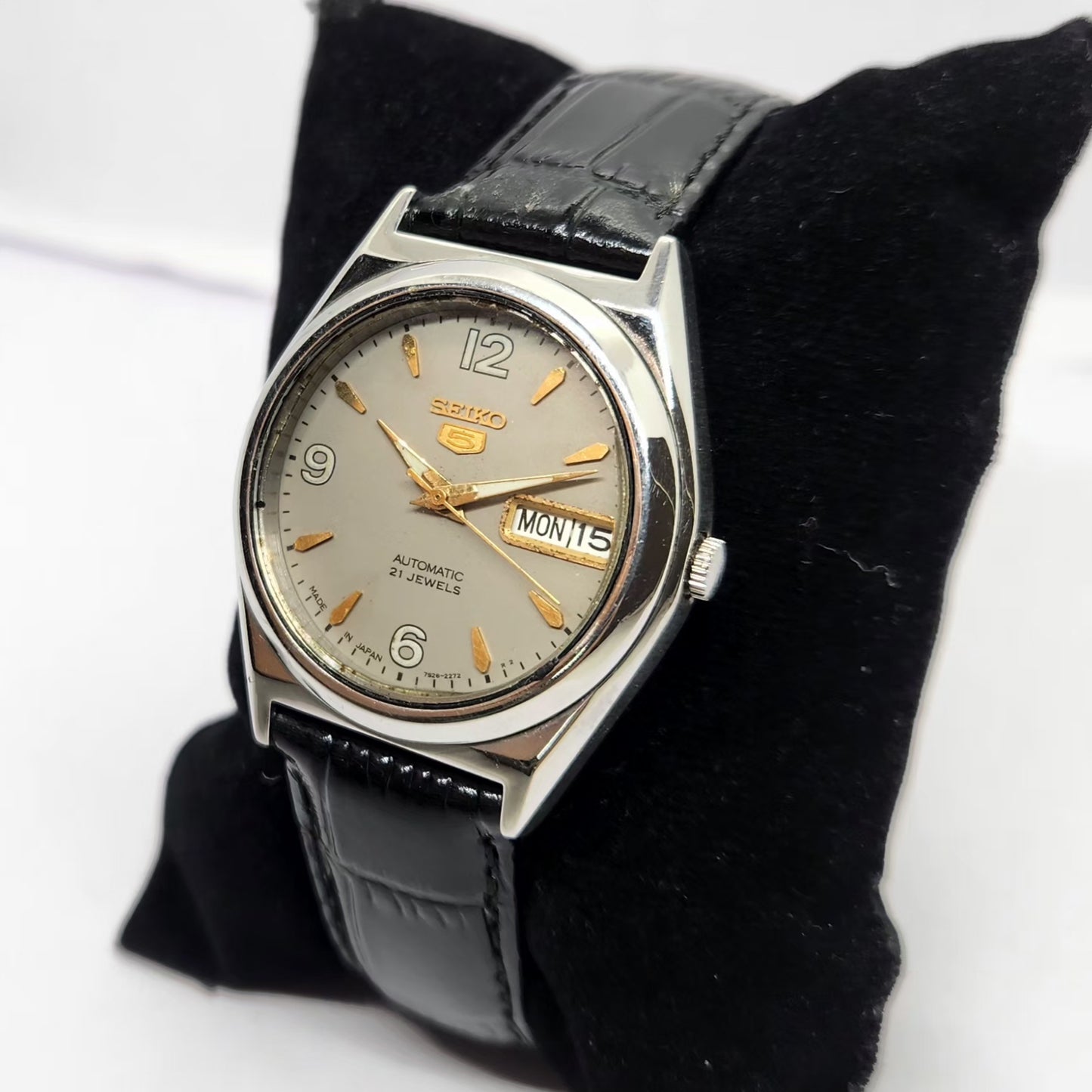 Vintage 1998 Original Seiko 5 Automatic 7s26-0070 Grey Face 21 Jewels Day-Date Japanese Men's Wrist Watch OG284