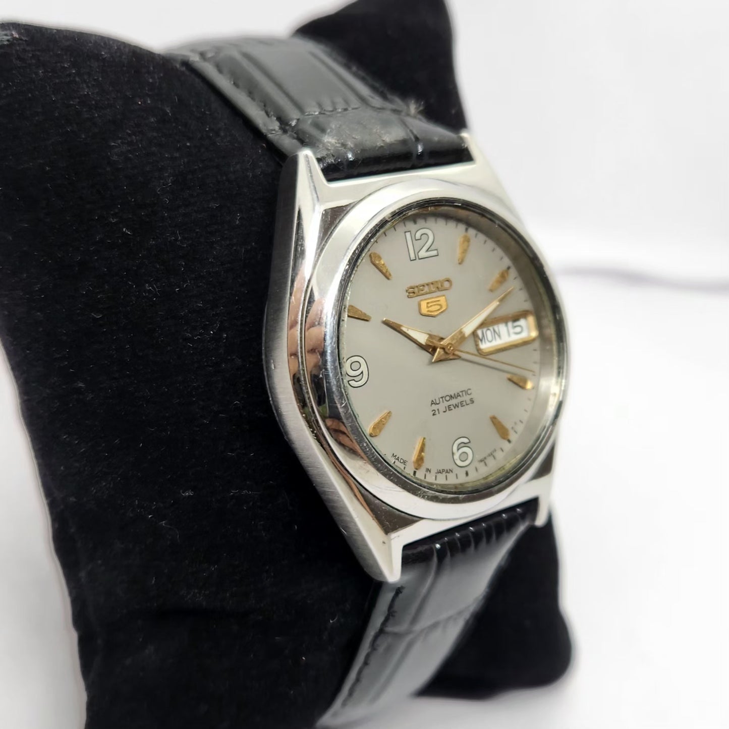Vintage 1998 Original Seiko 5 Automatic 7s26-0070 Grey Face 21 Jewels Day-Date Japanese Men's Wrist Watch OG284