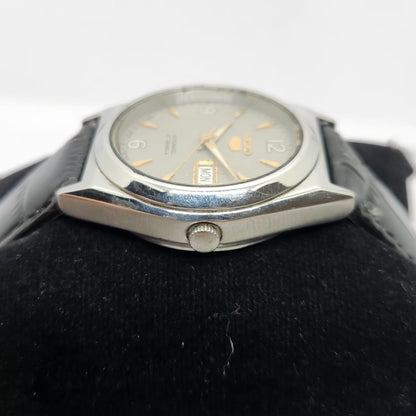 Vintage 1998 Original Seiko 5 Automatic 7s26-0070 Grey Face 21 Jewels Day-Date Japanese Men's Wrist Watch OG284