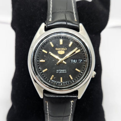 Vintage 1997 Original Seiko 5 Automatic 7s26-0090 Black Face 21 Jewels Day-Date Japanese Men's Wrist Watch OG287