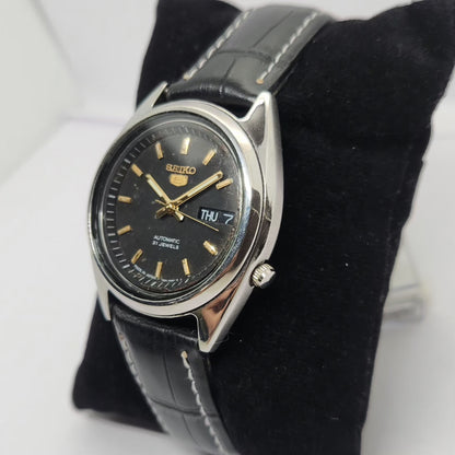 Vintage 1997 Original Seiko 5 Automatic 7s26-0090 Black Face 21 Jewels Day-Date Japanese Men's Wrist Watch OG287