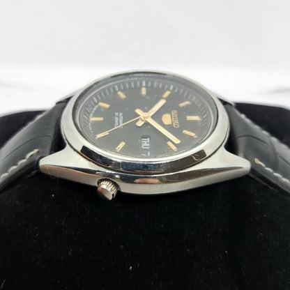 Vintage 1997 Original Seiko 5 Automatic 7s26-0090 Black Face 21 Jewels Day-Date Japanese Men's Wrist Watch OG287