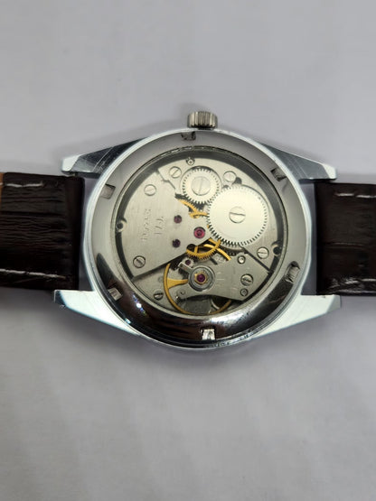 Vintage MOD HMT Kohinoor Hand Winding 17 Jewels Tiffany Blue Face Brown Strap Men's Wrist Watch G24