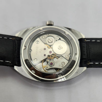Vintage MOD HMT Kohinoor Devanagari Hand Winding 17 Jewels White Face Black Strap Men's Wrist Watch G25