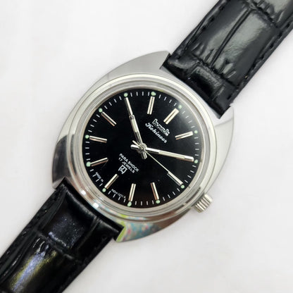 Vintage MOD HMT Kohinoor Hand Winding 17 Jewels Black Face Black Strap Men's Wrist Watch G27