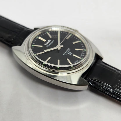 Vintage MOD HMT Kohinoor Hand Winding 17 Jewels Black Face Black Strap Men's Wrist Watch G27