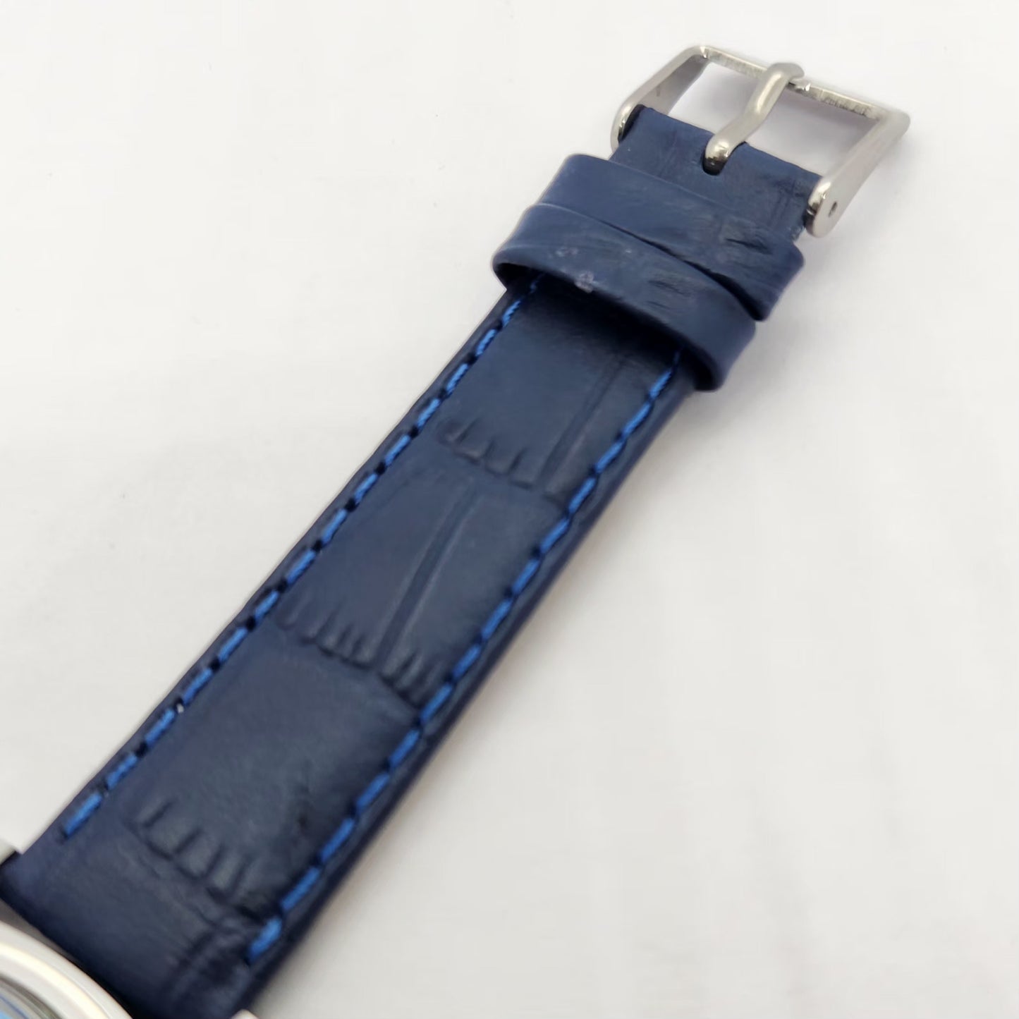 Vintage MOD HMT Kohinoor Hand Winding 17 Jewels Blue Face Blue Strap Men's Wrist Watch G23