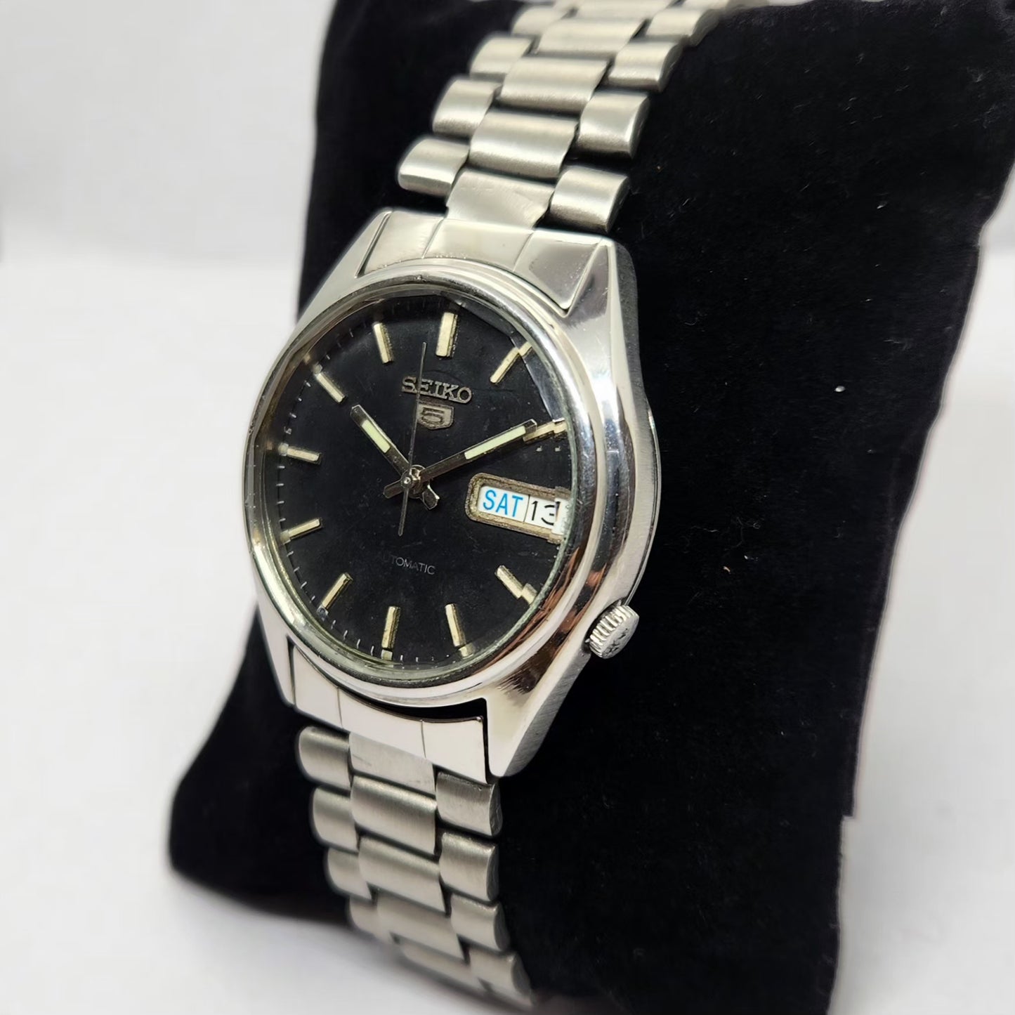 Vintage 1980 Original Seiko 5 Automatic 7S26-0530 Black Face 21 Jewels Day-Date Japanese Men's Wrist Watch OG288