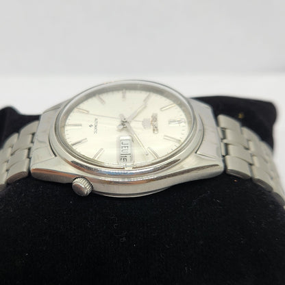 Vintage 1980 Original Seiko 5 Automatic 6309-7150 Silver face 17 Jewels Day-Date Japanese Men's Wrist Watch OG290