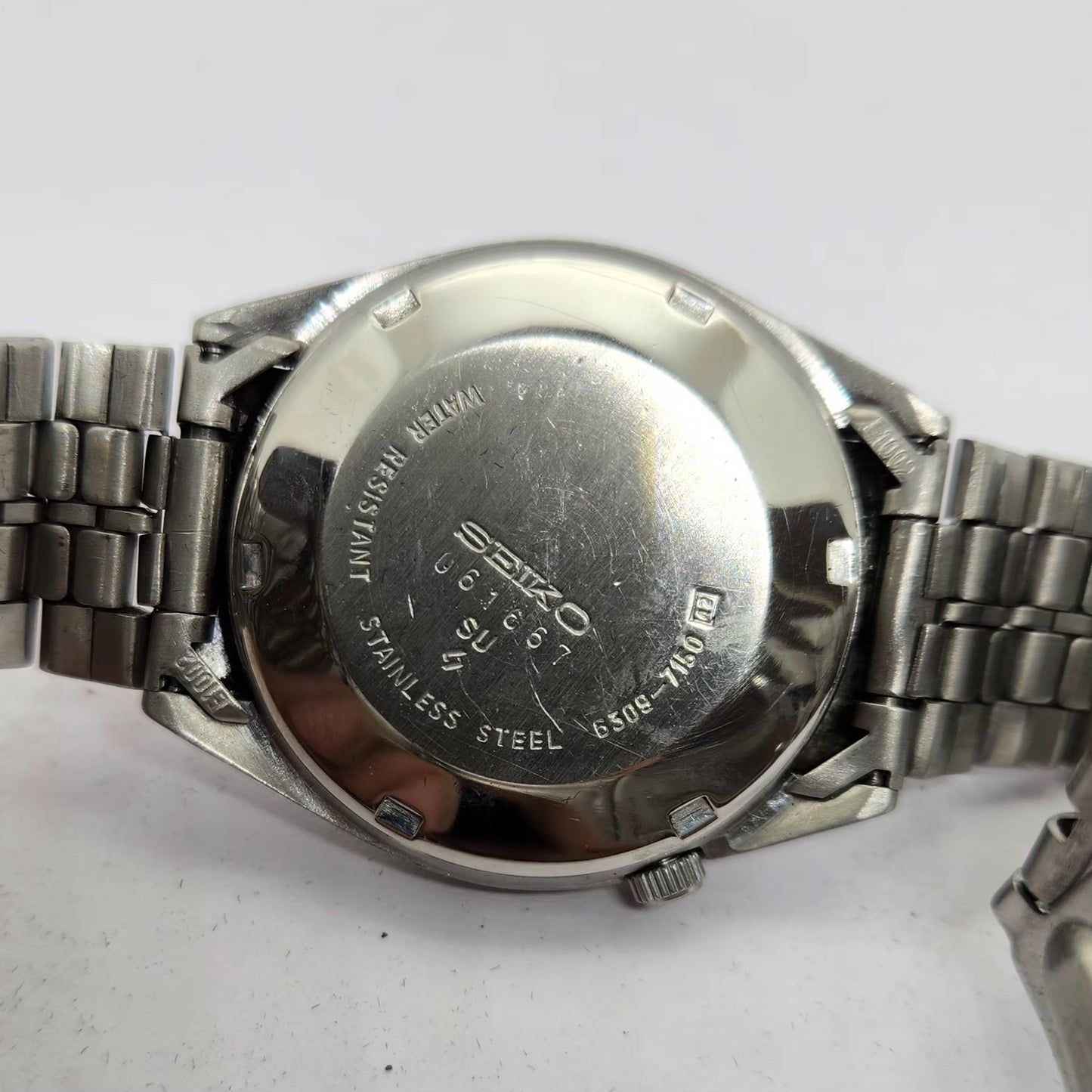 Vintage 1980 Original Seiko 5 Automatic 6309-7150 Silver face 17 Jewels Day-Date Japanese Men's Wrist Watch OG290