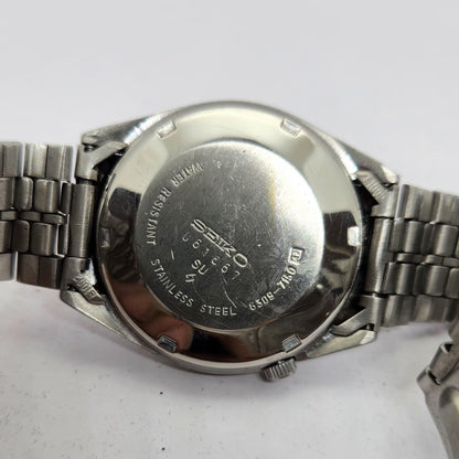 Vintage 1980 Original Seiko 5 Automatic 6309-7150 Silver face 17 Jewels Day-Date Japanese Men's Wrist Watch OG290