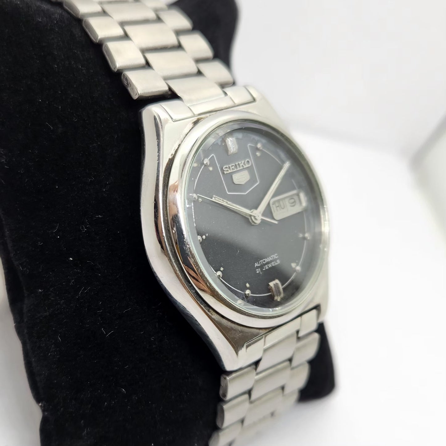 Vintage 1973 Original Seiko 5 Automatic 7019-8180 Grey face 21 Jewels Day-Date Japanese Men's Wrist Watch OG295