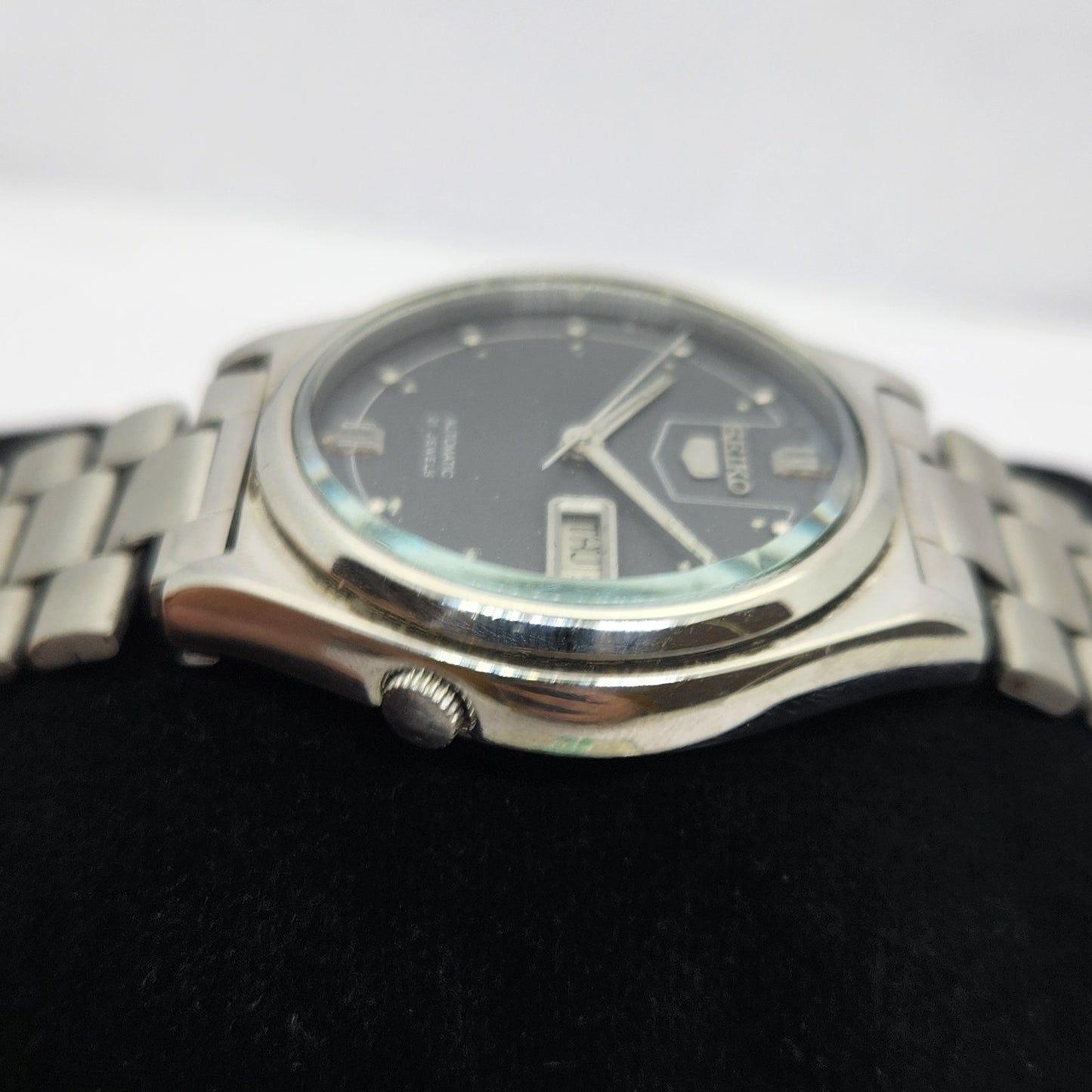 Vintage 1973 Original Seiko 5 Automatic 7019-8180 Grey face 21 Jewels Day-Date Japanese Men's Wrist Watch OG295