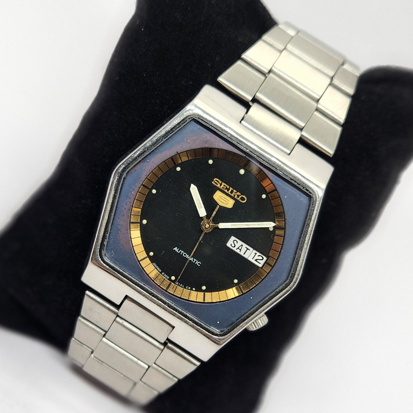 Vintage 1978 Original Seiko 5 Automatic 6309-601A Green Face 17 Jewels Day-Date Japanese Men's Wrist Watch OG296