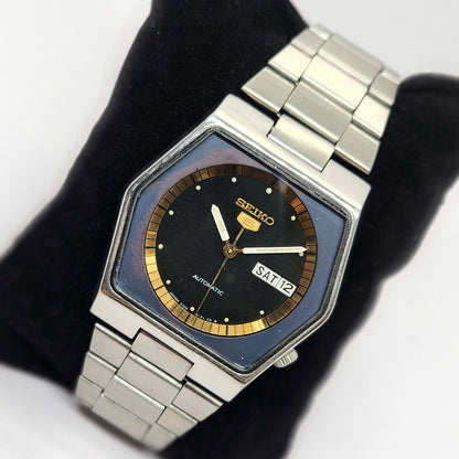 Vintage 1978 Original Seiko 5 Automatic 6309-601A Green Face 17 Jewels Day-Date Japanese Men's Wrist Watch OG296