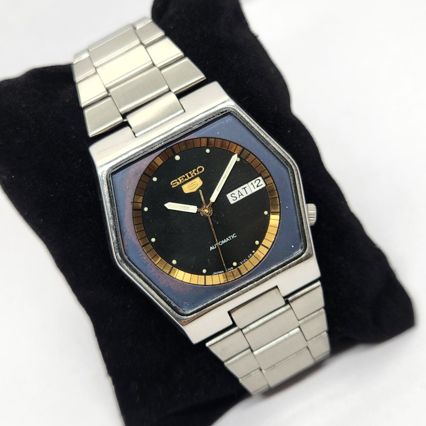 Vintage 1978 Original Seiko 5 Automatic 6309-601A Green Face 17 Jewels Day-Date Japanese Men's Wrist Watch OG296