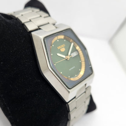 Vintage 1978 Original Seiko 5 Automatic 6309-601A Green Face 17 Jewels Day-Date Japanese Men's Wrist Watch OG296
