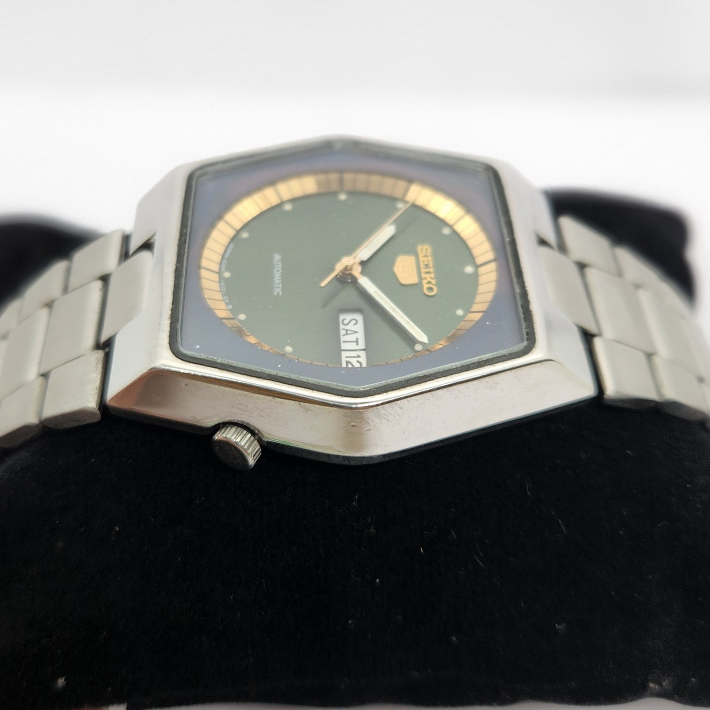 Vintage 1978 Original Seiko 5 Automatic 6309-601A Green Face 17 Jewels Day-Date Japanese Men's Wrist Watch OG296