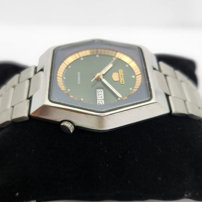 Vintage 1978 Original Seiko 5 Automatic 6309-601A Green Face 17 Jewels Day-Date Japanese Men's Wrist Watch OG296