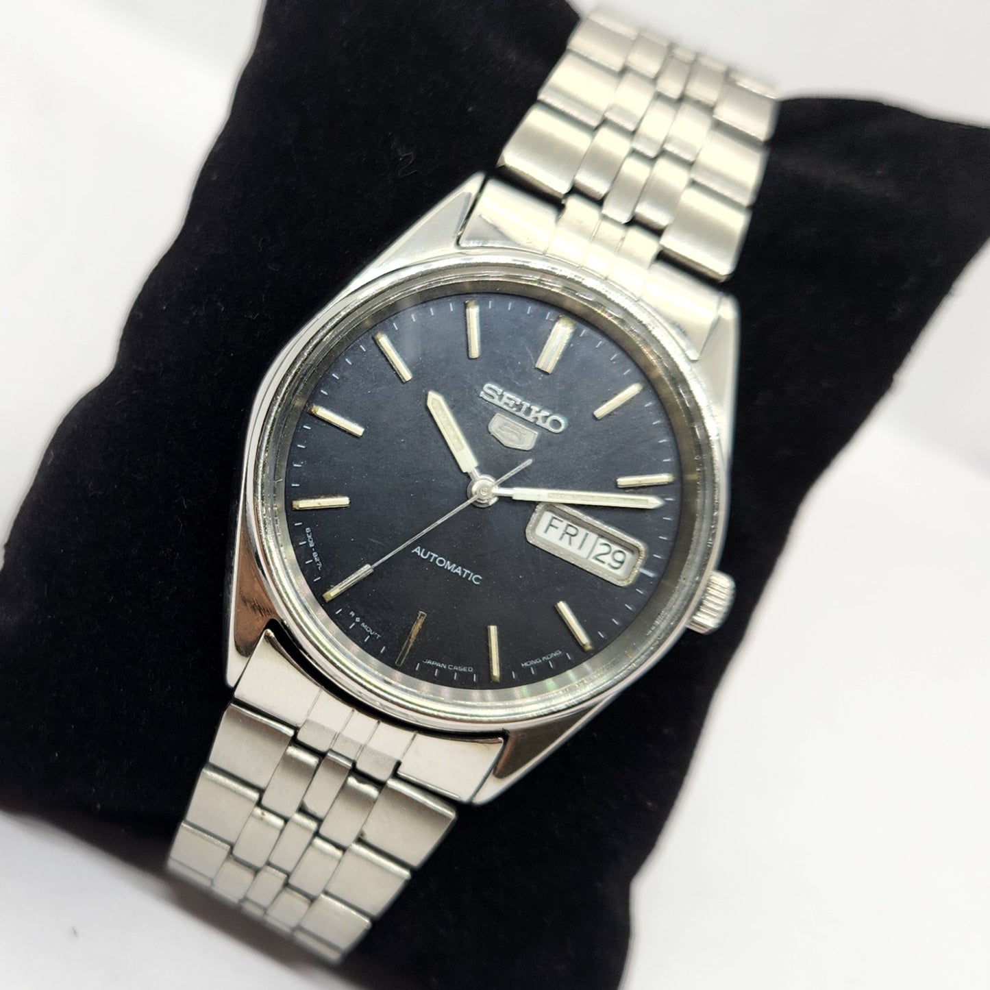 Vintage 1983 Original Seiko 5 Automatic 6309-8900 Black Face 17 Jewels Day-Date Japanese Men's Wrist Watch OG297