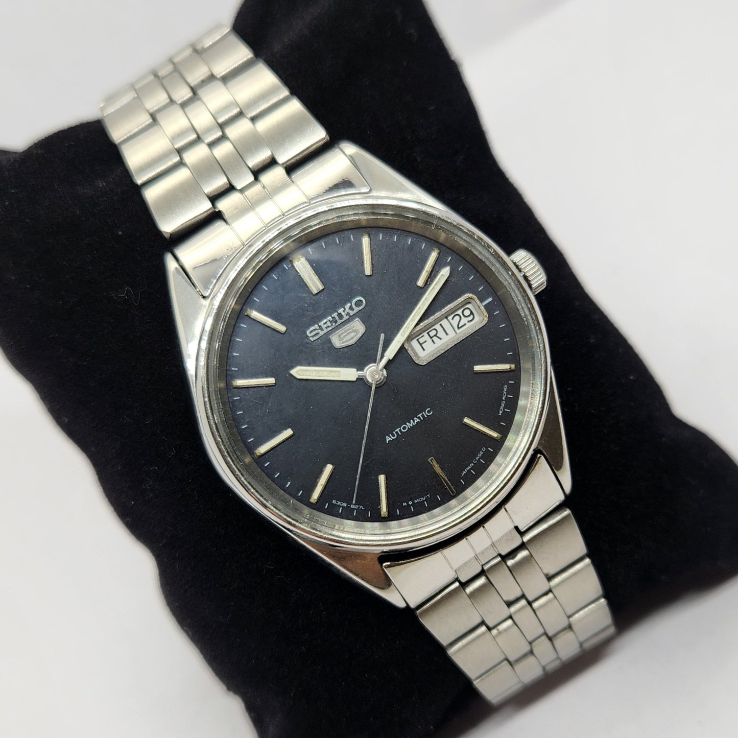 Vintage 1983 Original Seiko 5 Automatic 6309-8900 Black Face 17 Jewels Day-Date Japanese Men's Wrist Watch OG297