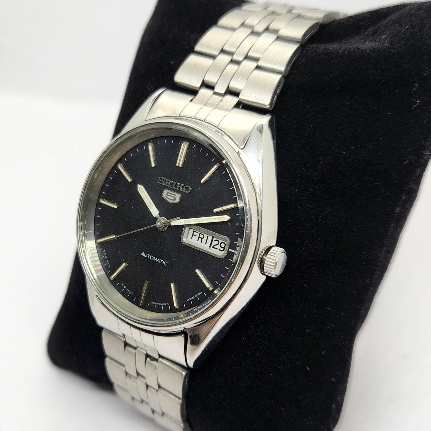 Vintage 1983 Original Seiko 5 Automatic 6309-8900 Black Face 17 Jewels Day-Date Japanese Men's Wrist Watch OG297