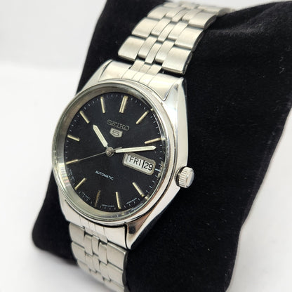 Vintage 1983 Original Seiko 5 Automatic 6309-8900 Black Face 17 Jewels Day-Date Japanese Men's Wrist Watch OG297