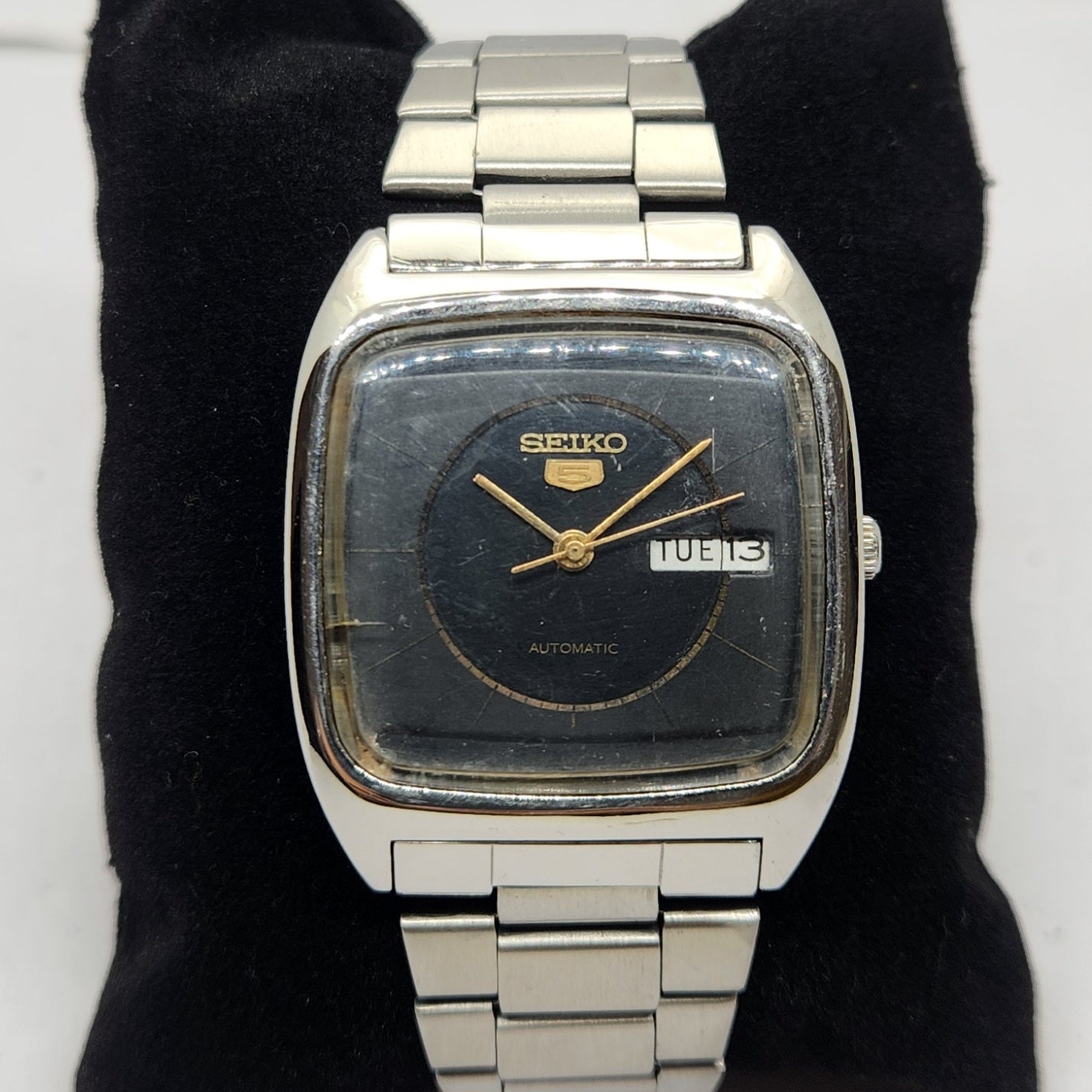 Vintage 1980 Original Seiko 5 Automatic 6309-5090 Black Face 17 Jewels Day-Date Japanese Men's Wrist Watch OG299