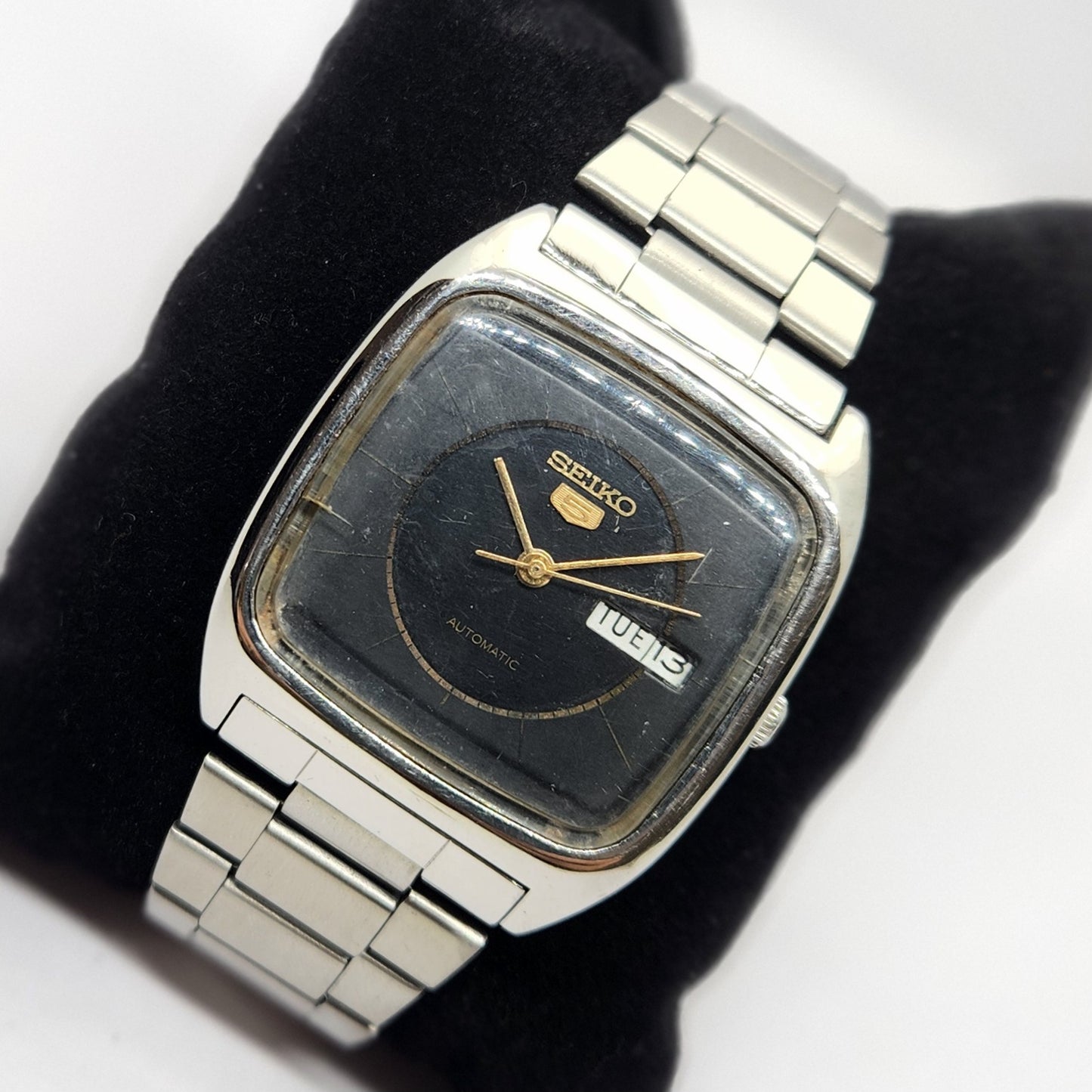 Vintage 1980 Original Seiko 5 Automatic 6309-5090 Black Face 17 Jewels Day-Date Japanese Men's Wrist Watch OG299