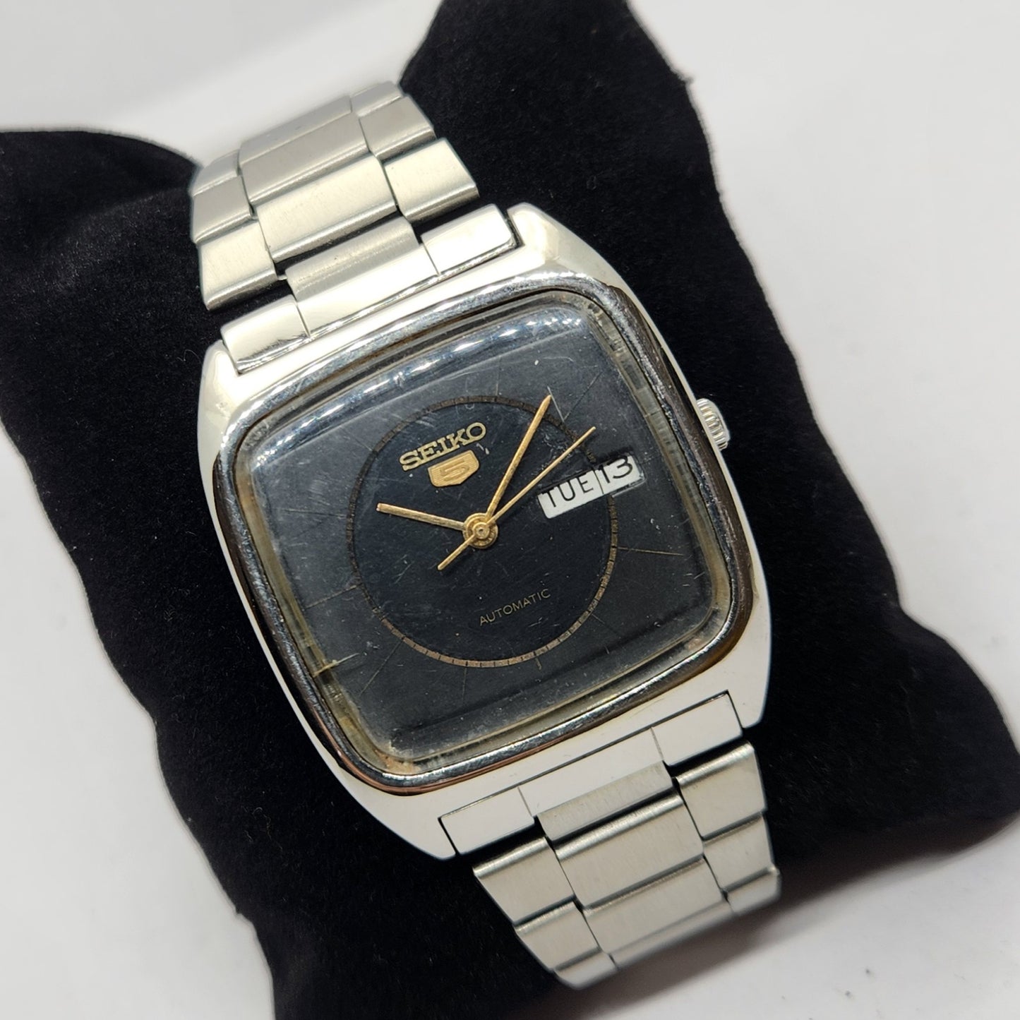 Vintage 1980 Original Seiko 5 Automatic 6309-5090 Black Face 17 Jewels Day-Date Japanese Men's Wrist Watch OG299