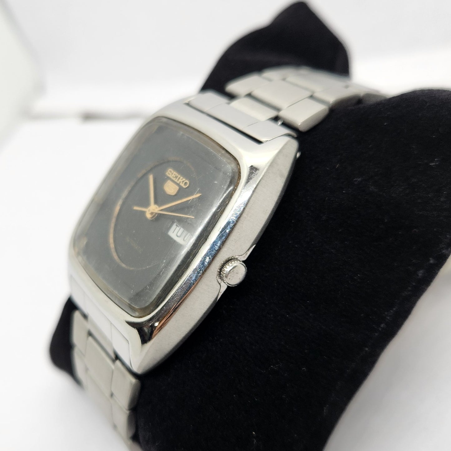 Vintage 1980 Original Seiko 5 Automatic 6309-5090 Black Face 17 Jewels Day-Date Japanese Men's Wrist Watch OG299