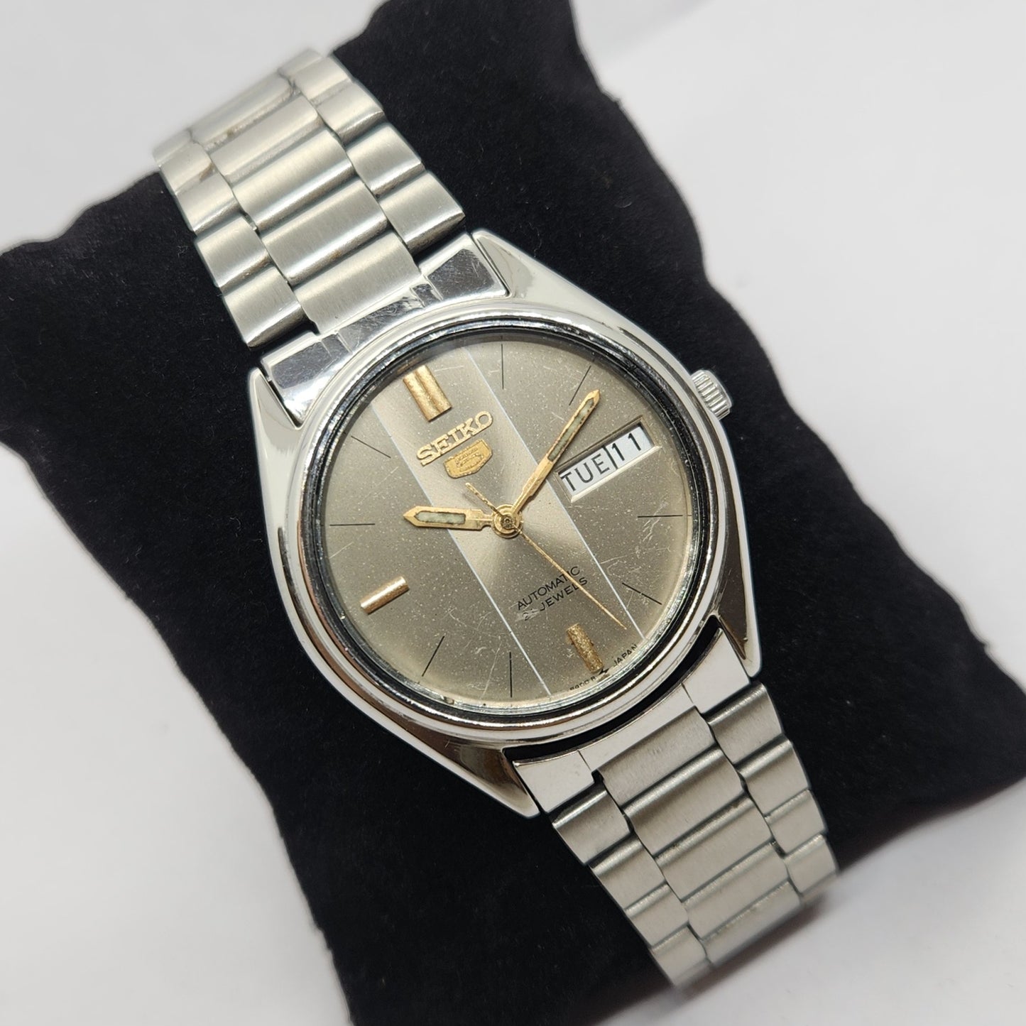 Vintage 1977 Original Seiko 5 Automatic 6309-6240 Grey face 17 Jewels Day-Date Japanese Men's Wrist Watch OG300