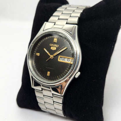 Vintage 1983 Original Seiko 5 Automatic 7009-3131 Black face 17 Jewels Day-Date Japanese Men's Wrist Watch OG301