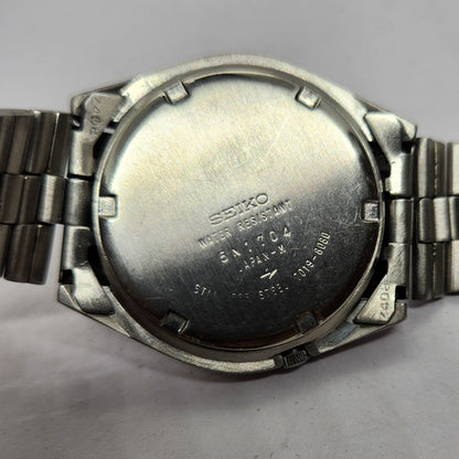 Vintage 1975 Original Seiko 5 Automatic 7019-8080 Silver face 21 Jewels Day-Date Japanese Men's Wrist Watch OG306