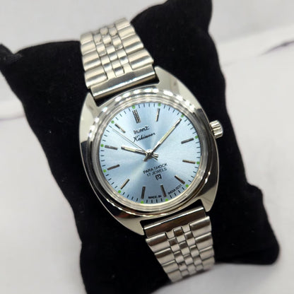 Vintage MOD HMT Kohinoor Hand Winding 17 Jewels Ice Blue Face Jubilee Bracelet Men's Wrist Watch