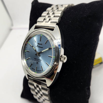 Vintage MOD HMT Kohinoor Hand Winding 17 Jewels Ice Blue Face Jubilee Bracelet Men's Wrist Watch