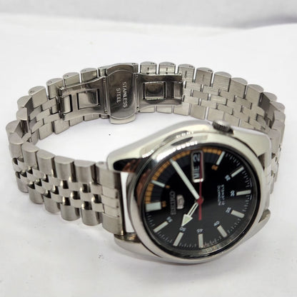 Vintage 1980 Original Seiko 5 Automatic 7S26 Black Face 21 Jewels Day-Date Japanese Men's Wrist Watch OG309
