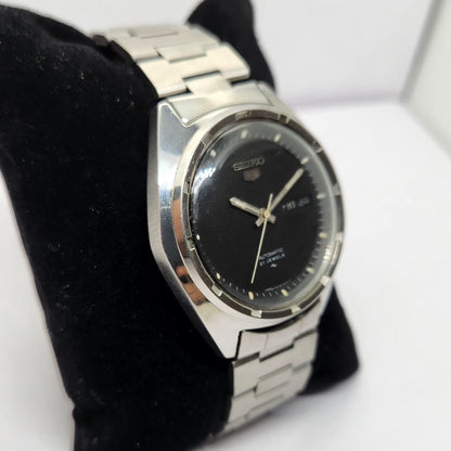 Vintage 1977 Original Seiko 5 Automatic 7019-8080 BlackFace 21 Jewels Day-Date Japanese Men's Wrist Watch OG313