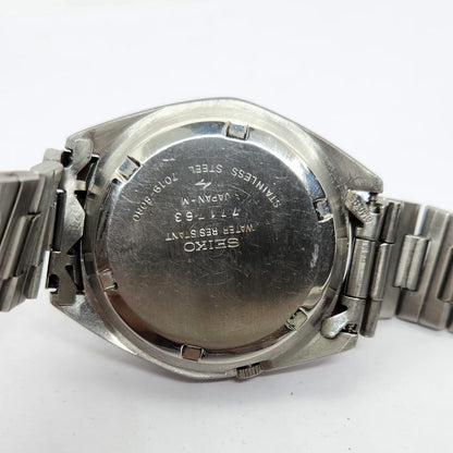 Vintage 1977 Original Seiko 5 Automatic 7019-8080 BlackFace 21 Jewels Day-Date Japanese Men's Wrist Watch OG313