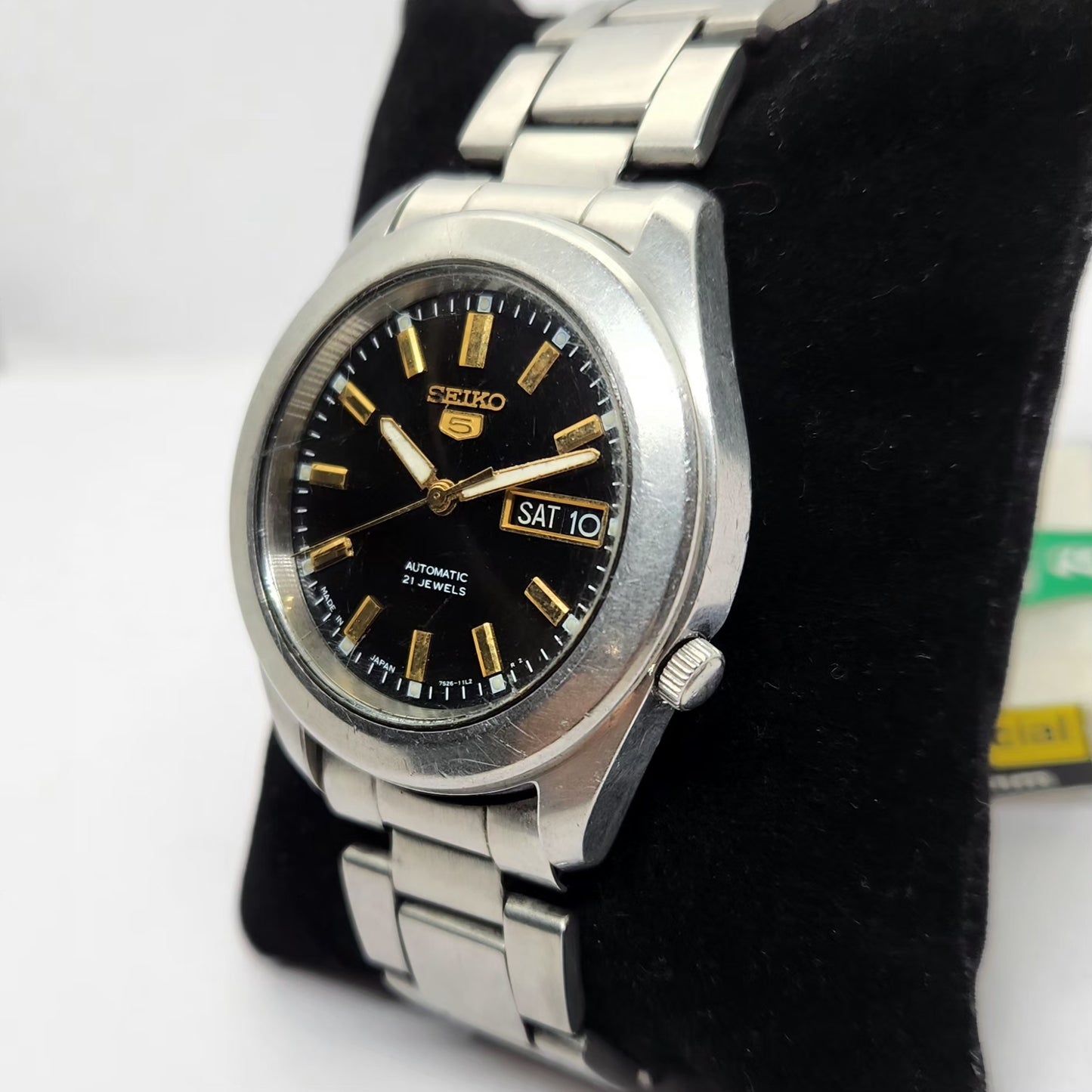 Vintage 1980 Original Seiko 5 Automatic 7S26-03X0 Black Face 21 Jewels Day-Date Japanese Men's Wrist Watch OG314