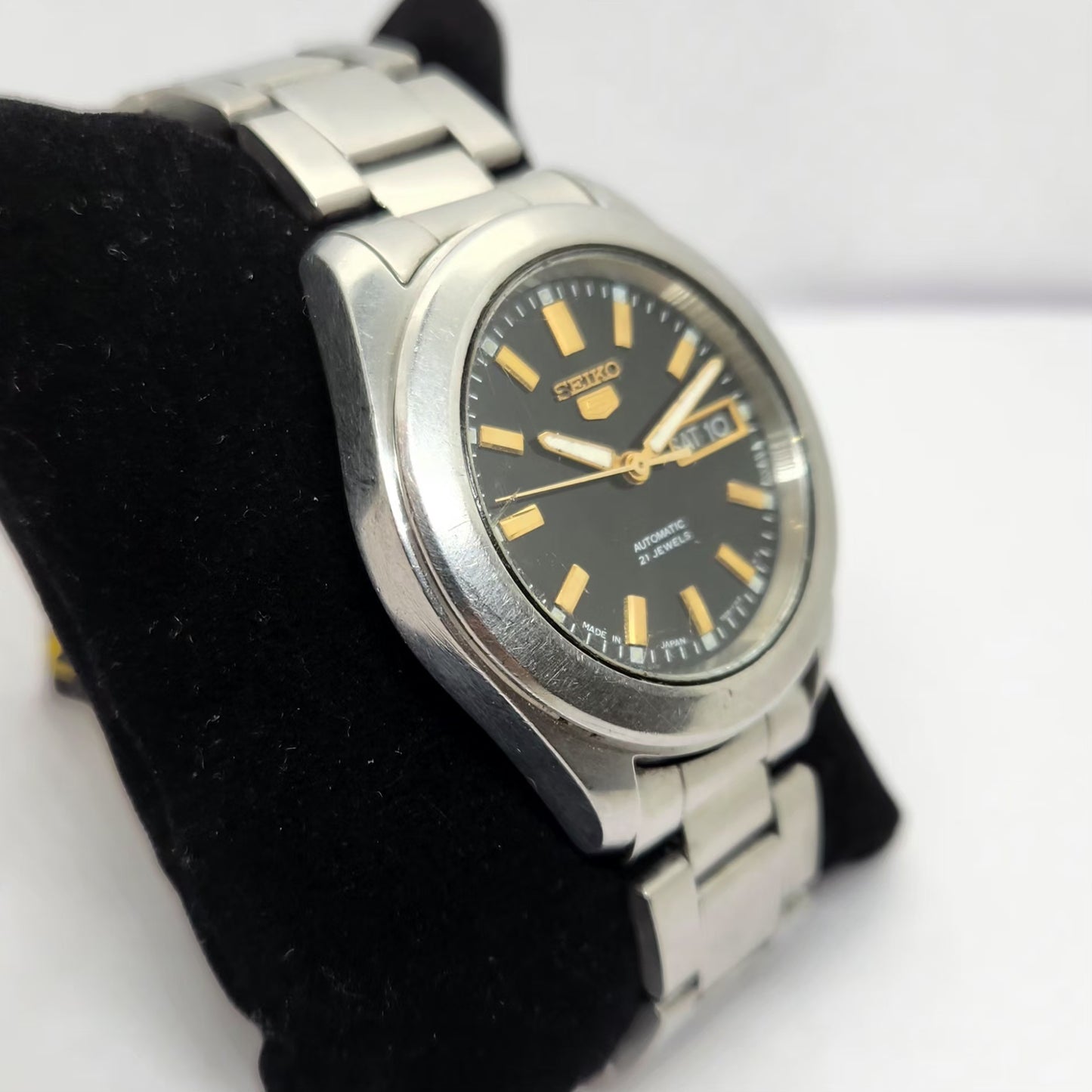 Vintage 1980 Original Seiko 5 Automatic 7S26-03X0 Black Face 21 Jewels Day-Date Japanese Men's Wrist Watch OG314