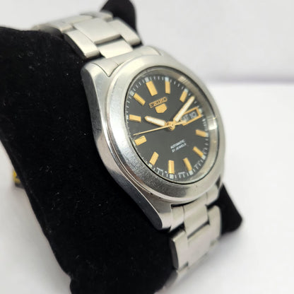 Vintage 1980 Original Seiko 5 Automatic 7S26-03X0 Black Face 21 Jewels Day-Date Japanese Men's Wrist Watch OG314