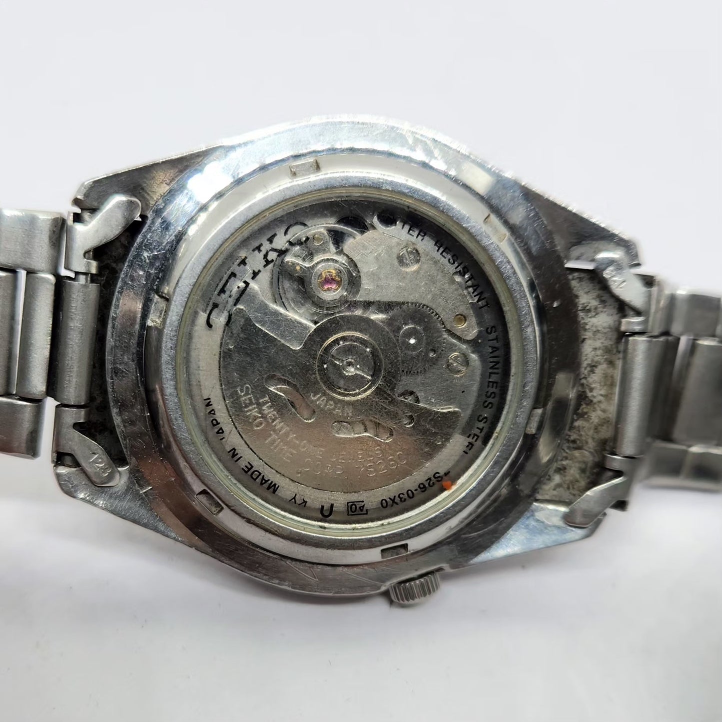 Vintage 1980 Original Seiko 5 Automatic 7S26-03X0 Black Face 21 Jewels Day-Date Japanese Men's Wrist Watch OG314