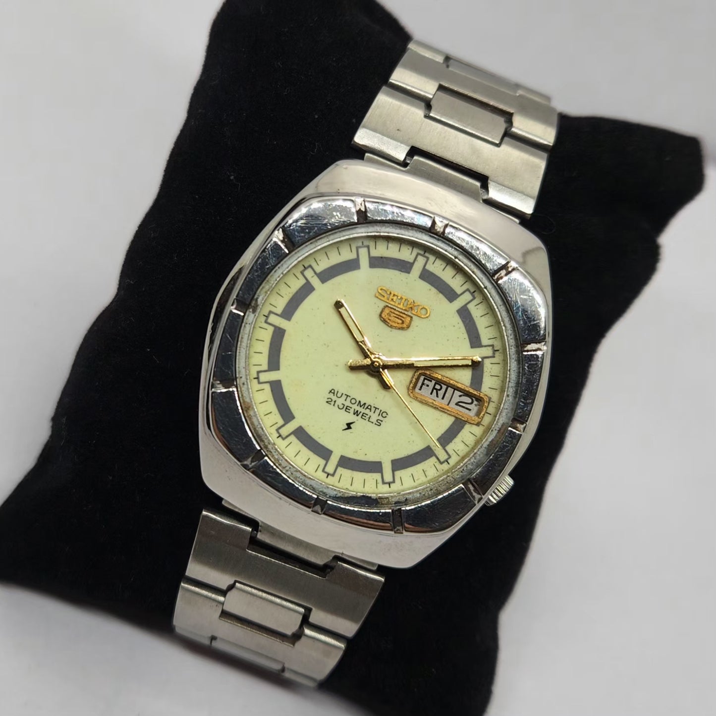 Vintage 1976 Original Seiko 5 Automatic 7009-7370 Green Face 17 Jewels Day-Date Japanese Men's Wrist Watch OG315