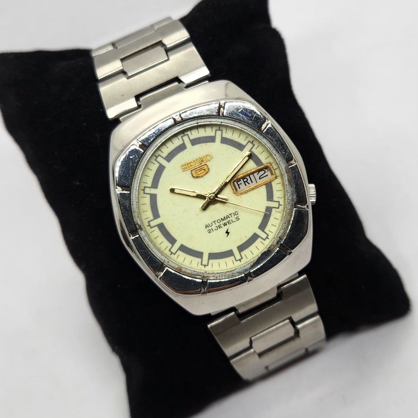 Vintage 1976 Original Seiko 5 Automatic 7009-7370 Green Face 17 Jewels Day-Date Japanese Men's Wrist Watch OG315