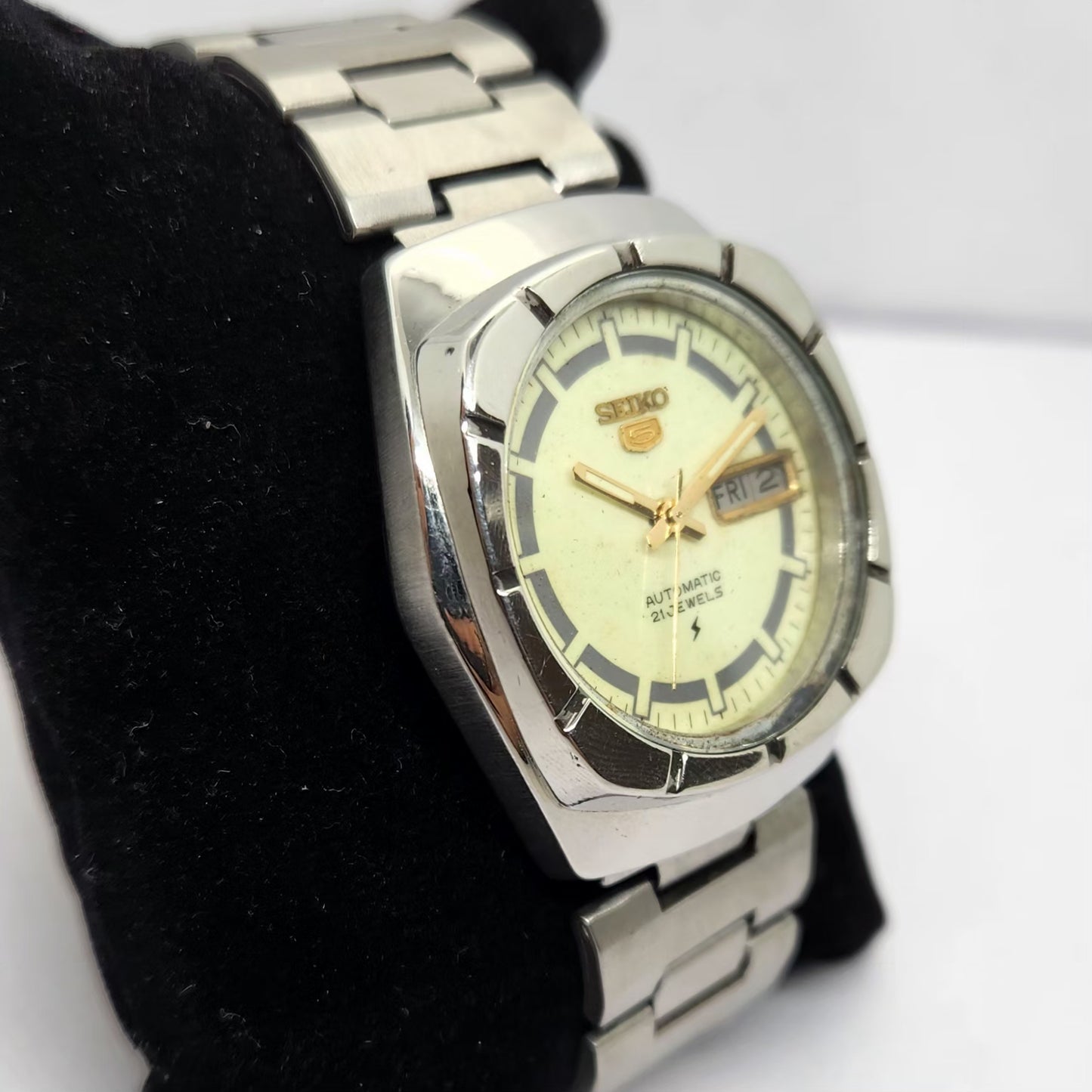 Vintage 1976 Original Seiko 5 Automatic 7009-7370 Green Face 17 Jewels Day-Date Japanese Men's Wrist Watch OG315