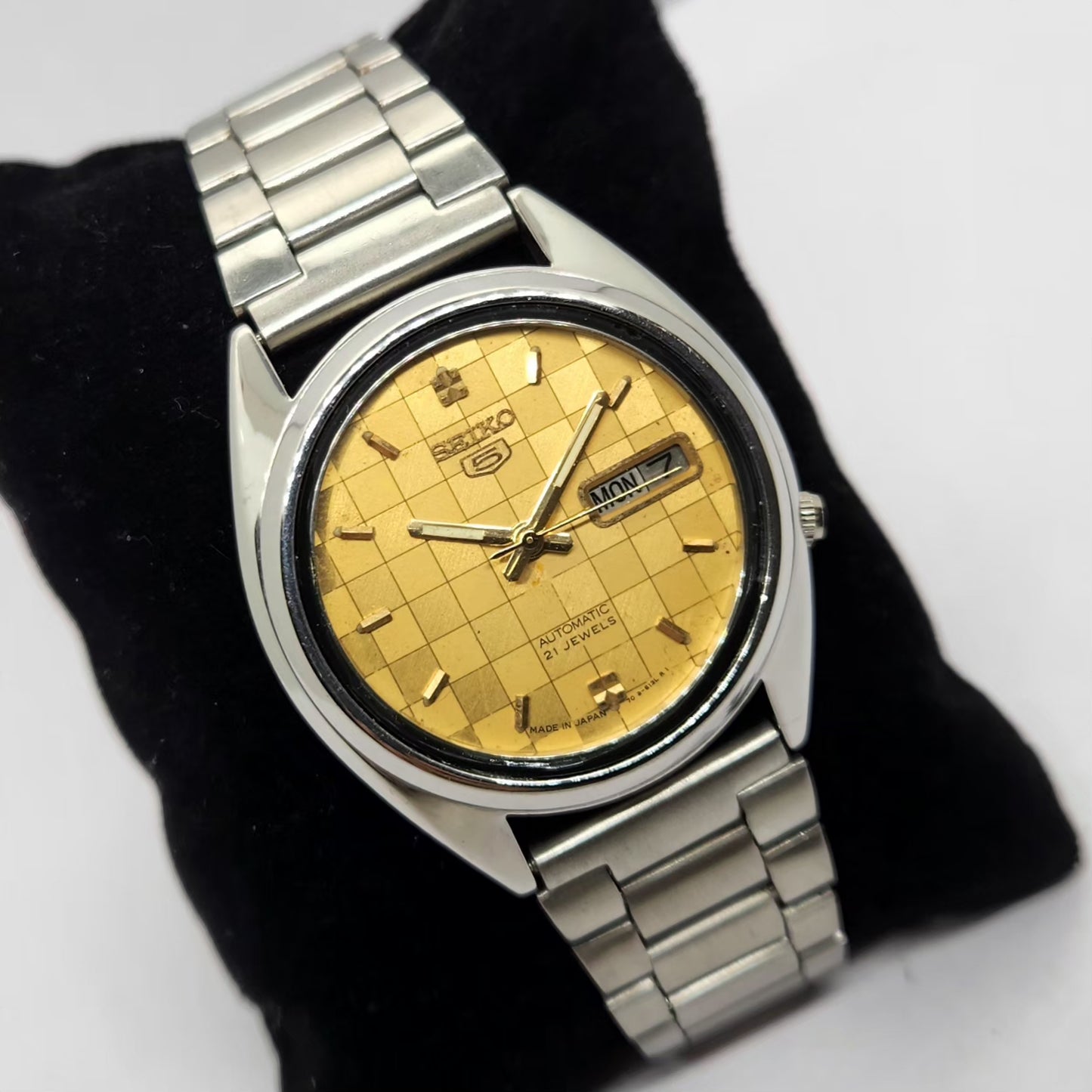 Vintage 1970 Original Seiko 5 Automatic 7019-8180 Gold Face 21 Jewels Day-Date Japanese Men's Wrist Watch OG316