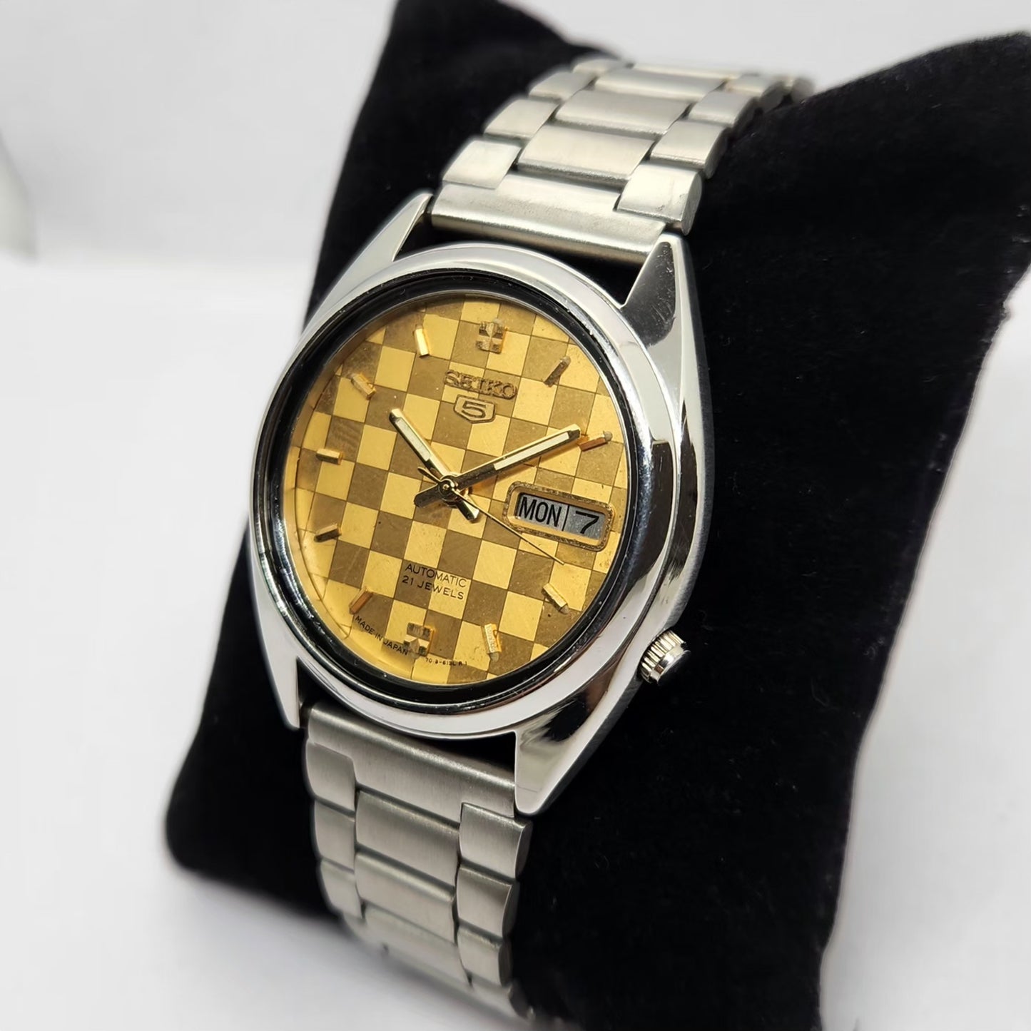 Vintage 1970 Original Seiko 5 Automatic 7019-8180 Gold Face 21 Jewels Day-Date Japanese Men's Wrist Watch OG316