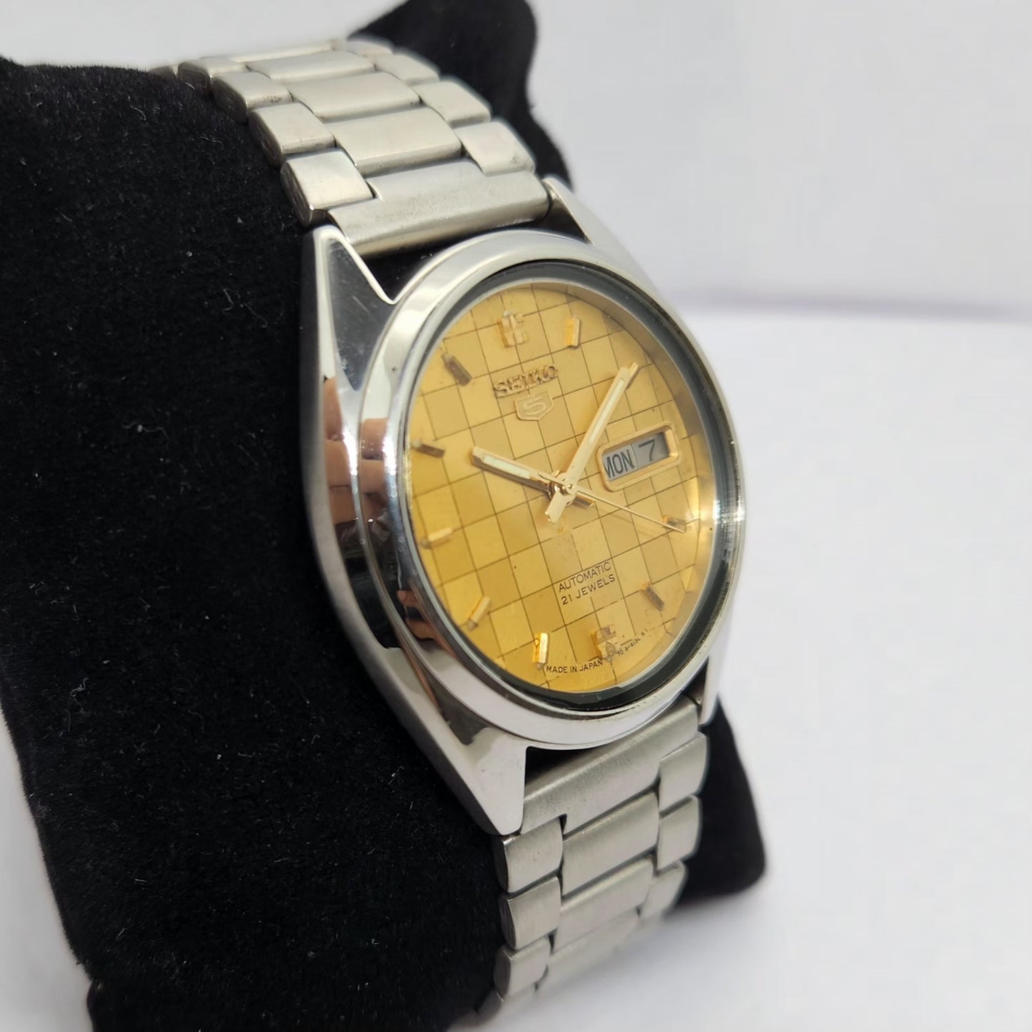 Vintage 1970 Original Seiko 5 Automatic 7019-8180 Gold Face 21 Jewels Day-Date Japanese Men's Wrist Watch OG316